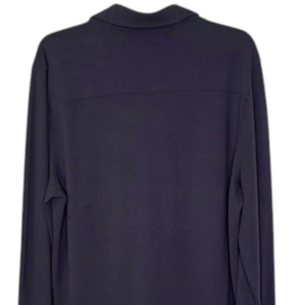 Vince Cotton Piqué Button-Front Long-Sleeve Collared Shirt - Coastal Blue - L